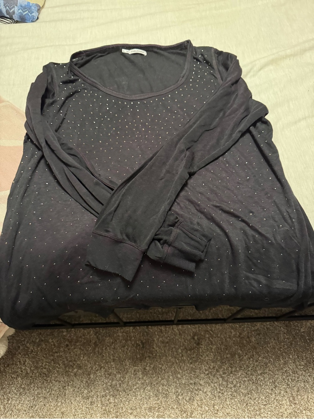 Maurices Black Long Sleeve Top with Stud Details